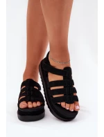 Dámské Sandály Na Platformě Eko Semišové Černé Filisenia