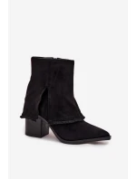 Dámské kotníkové boty na podpatku s otočeným horním lemem Černé Idalia