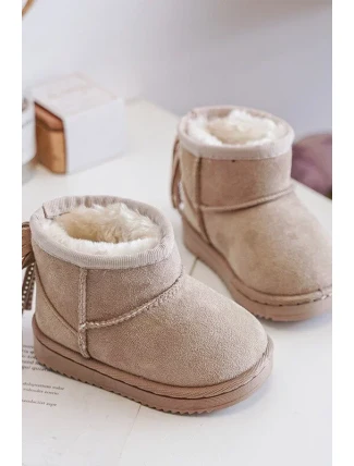 Dětské zateplené sněhule s třásněmi, béžová Mikyla Dětské zateplené sněhule s třásněmi, béžová Mikyla