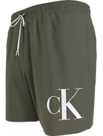 Pánské plavky MEDIUM DRAWSTRING KM0KM01003 LDY olivově zelené - Calvin Klein