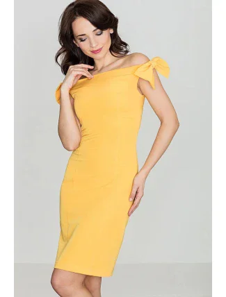 Dámské šaty K028 tmavě žlutá - Katrus Dámské šaty K028 tmavě žlutá - Katrus
