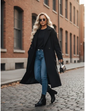 Dámský přechodný oversize kabát černý FashionStreet NY0764z