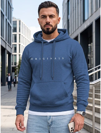 Pánská mikina s kapucí a potiskem ORIGINALS, modrá, FashionStreet NX5151BX Pánská mikina s kapucí a potiskem ORIGINALS, modrá, FashionStreet NX5151BX