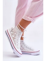 Dámské krajkové vysoké tenisky bílá Cornella