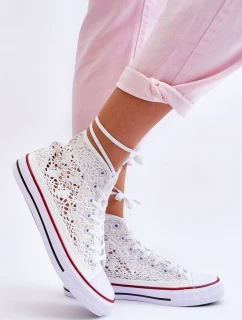 Dámské krajkové vysoké tenisky bílá Cornella