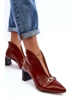 Kožené Boty Na Słupku Maciejka 05262-02 Hnědé Kožené Boty Na Słupku Maciejka 05262-02 Hnědé