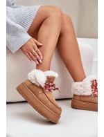 Nízké Dámské Sněhule Na Platformě S Kožíškem Camel Neathren