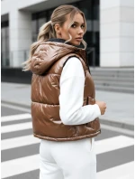 Dámská prošívaná vesta ASHE tmavě béžová FashionStreet TY3778