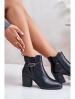 Dámské Botky Na Podpatku Zateplené S Pásem Černé Zinithia