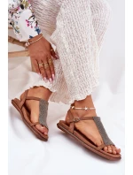 Plné Elegantní Dámské Sandály S Krystaly Artiker 56C1365 Hnědé