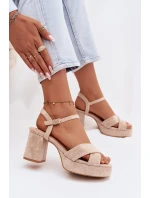 Dámské sandály na podpatku béžové Janelia
