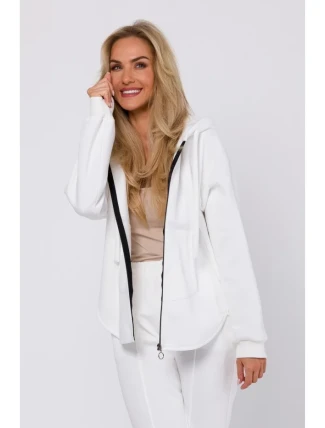 M761 Mikina s kapucí na zip a klokaní kapsou - barva ecru M761 Mikina s kapucí na zip a klokaní kapsou - barva ecru