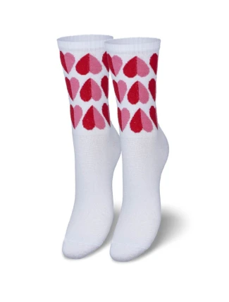 Dámské ponožky se srdíčky – bílé