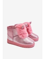 Dívčí Sněhové Teple Boty S Kožešinou S Ušima Růžový Betty