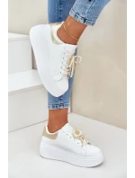 Dámské Tenisky Na Platformě S Ozdobami Bílo-Zlaté Lerissna