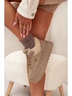 Dámské Tenisky Na Platformě S Beránkem Big Star SS274105 Béžové