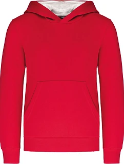 Kariban K 453 Dětská kontrastní mikina s kapucí 20.K453 red/white