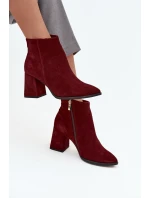 Dámské boty na podpatku se zlatým detailem Čokoládové Zazoo 3128