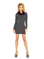 Dámské šaty s kapsami, dlouhým rukávem a rolákem tmavě šedé - Tmavě šedá - Numoco
