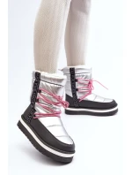 Dámské zimní boty s šněrováním stříbrné Lilara