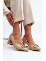 Elegantní lodičky s ozdobou Laura Messi 2740 Beige Elegantní lodičky s ozdobou Laura Messi 2740 Beige