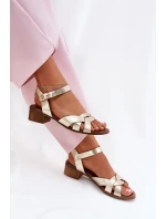 Kožené sandály na jemném podpatku Zazoo 40372 zlaté