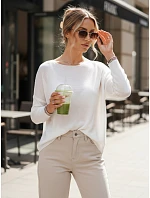 Dámský oversize hladký svetr SENZIA ecru FashionStreet MY2450