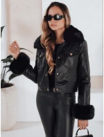 Dámská kožená bunda ramones s kožešinou černá FashionStreet TY5207 Dámská kožená bunda ramones s kožešinou černá FashionStreet TY5207