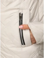 Dámská prošívaná přechodná bunda s kapucí světle šedá FashionStreet TY5610