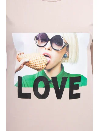 Šaty s potiskem Love béžové