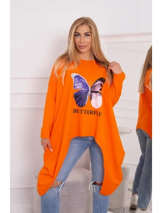 Oversize halenka s potiskem oranžová Oversize halenka s potiskem oranžová
