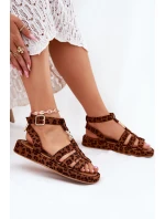 Dámské sandály na platformě se zlatým detailem leopard Kartia