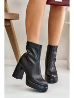 Kotníkové boty na podpatku z přírodní kůže GOE černé Kotníkové boty na podpatku z přírodní kůže GOE černé