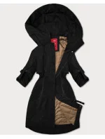 Černá dámská bunda s ohrnutými rukávy LHD (LHD-24591)