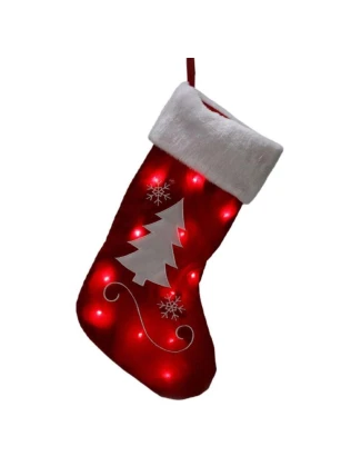 VÁNOČNÍ DÁREK PONOŽKA VELKÁ 41CM 12LED VÁNOČNÍ STROMEK