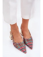 Sandály Na Podpatku S Pletením A Špičatými Nosy Multikolor Resterri