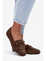 Dámské mokasyny s třásněmi a mašlí tmavě zelené Olivianne