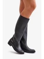 Dámské Kožené Polokozačky Na Zip Lewski 3616 Černé