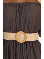 Maxi šaty v boho stylu 614-1 čokoládové - Numoco