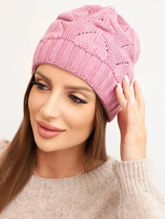 Dámská zimní čepice s vlnou a strukturovaným vzorem K432 jasno fialová