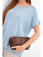 Dámská viskózová oversize halenka s krátkým rukávem a kulatým výstřihem modrá