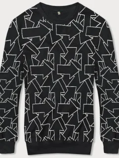 Černá pánská mikina s geometrickým vzorem (8B1111-3)