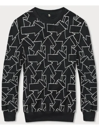Černá pánská mikina s geometrickým vzorem (8B1111-3)