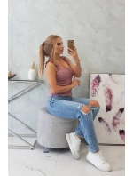 Tmavě růžová nařasená halenka bez ramínek