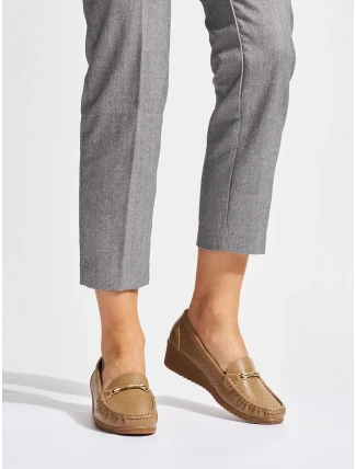 Designové mokasíny hnědé dámské na klínku Designové mokasíny hnědé dámské na klínku