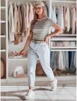 LINESS šedé pruhované dámské základní tričko FashionStreet RY2821