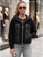 Dámská prošívaná přechodová bunda s kapucí, černá, FashionStreet TY6093