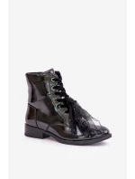 Lakované boty zateplené na zip S.Barski HY42-991 černé Lakované boty zateplené na zip S.Barski HY42-991 černé