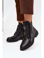 Dámské zimní kotníkové boty na nízkém podpatku s ozdobami Černé Tavressa