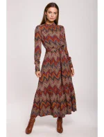 S291 Maxi šaty s aztéckým potiskem - model 1